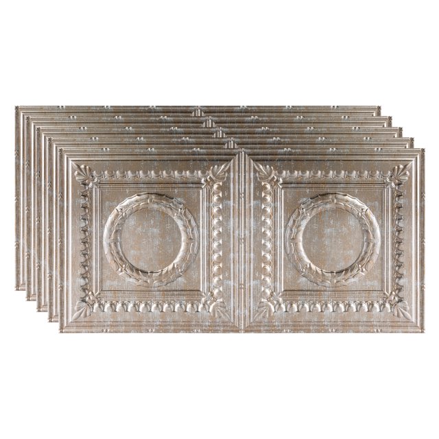 Fasade Decorative Vinyl Ceiling Panel 2ft x 4ft 5 Pack Vintage Metal