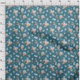 thumbnail image 4 of oneOone Polyester Spandex Teal Blue Fabric Florals Sewing Material Print Fabric By The Yard 56 Inch Wide, 4 of 4