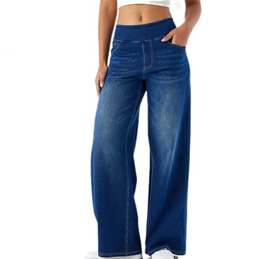 Timegard Denim Pants for Women Wide Leg Stretch Loose High Waist Jean Pants Classic Summer Fashion