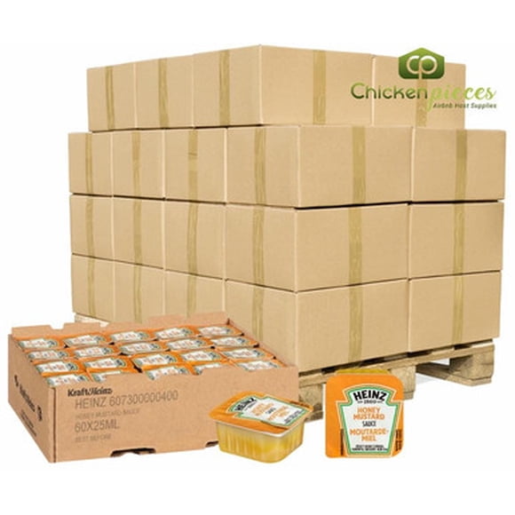 Heinz Coupes à Trempette Miel et Moutarde à Portion Individuelle, 25 ml en Vrac, 120/caisse, 50 Caisses par Palette (6 000 Unités au Total)