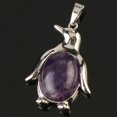 thumbnail image 1 of Collier Pendentif Pingouin Femme Pierre Naturelle Œil de Tigre Mignon Animal Homme, 1 of 6