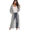 thumbnail image 4 of Women Floor Length Open Front Drape Cardigan Lightweight Long Sleeve Maxi Duster with Pockets Beige L, 4 of 5