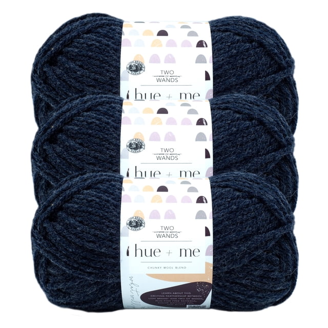 Lion Brand Yarn Hue + Me Peacoat #5 Bulky, Acrylic/Wool 4.4 oz/150 g, 137 yds/125 m, 3-Pack