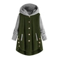 thumbnail image 2 of LSLJS Women's Winter Plush Solid Color Hooded Sweatshirts Button Long Sleeve Split Round Neck Comfortable Pajamas Coat, 2 of 4