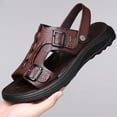 thumbnail image 4 of Brown Mens Sandals Integrated Design Breathable Non Slip Soft Sole Thick Sole For Casual Wear And Outdoor Use In Spring Summer Seasons Size 42, 4 of 9