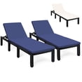 thumbnail image 1 of Gymax Lot de 2 Chaises Longues de Patio en Rotin avec Coussin Réglable Bleu Marine et Blanc Cassé, 1 of 7