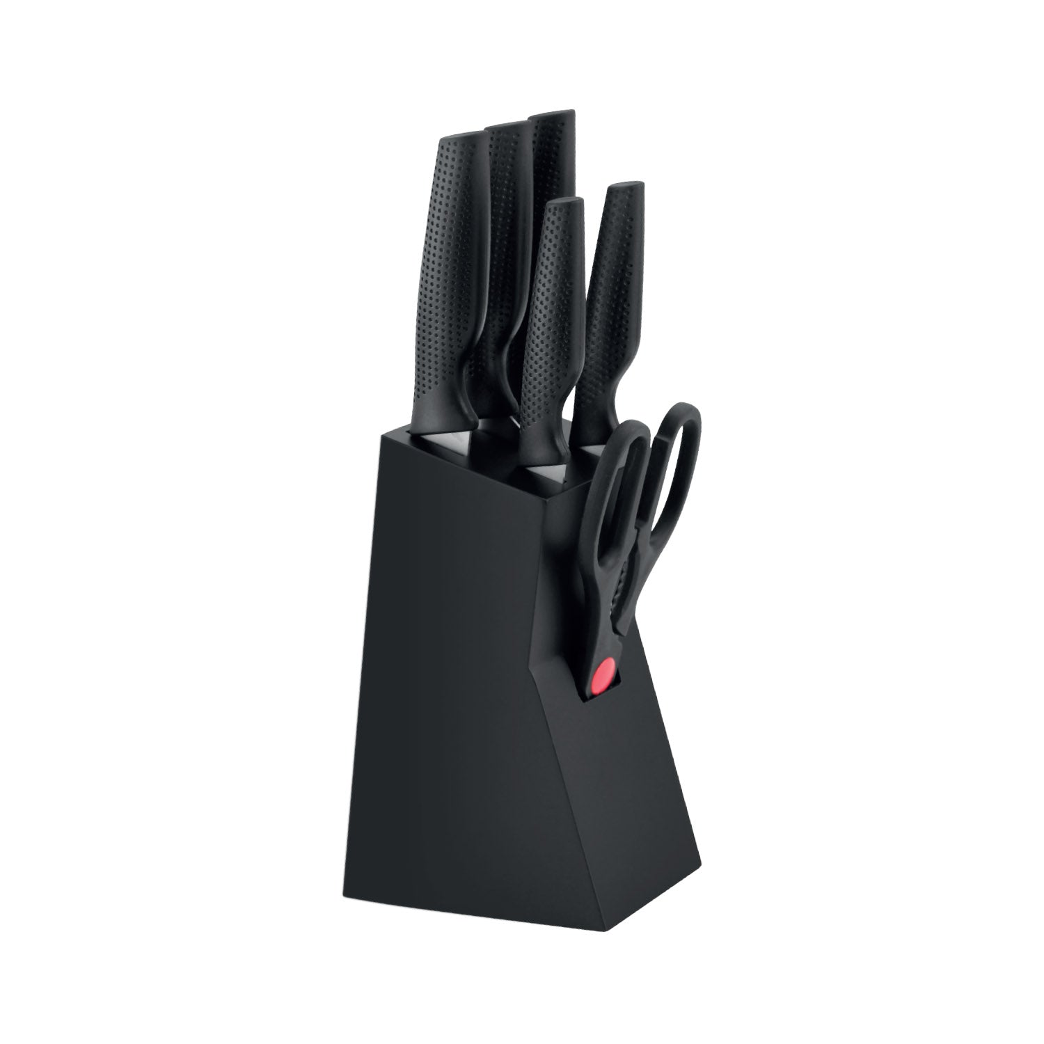 JS Gourmet - Knife Set with Storage Block, Stainless Steel Blade, Black