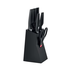 JS Gourmet - Knife Set with Storage Block, Stainless Steel Blade, Black
