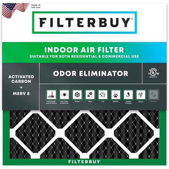 Filterbuy 20x20x1 Air Filter MERV 8 Odor Eliminator, HVAC AC Furnace Air Filters Replacement (1-Pack)
