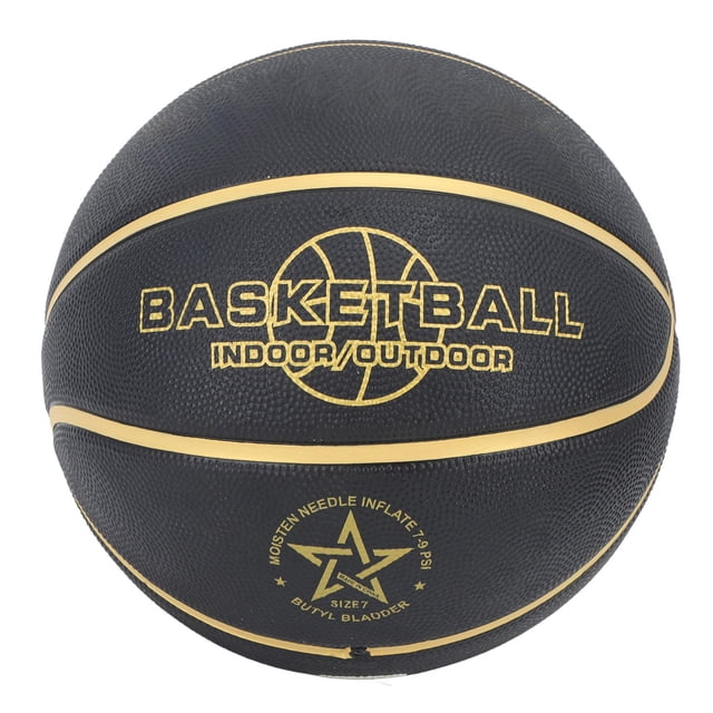 Ballon de Basketball Noir, Résistance à l'Usure Sécuritaire Grandes Particules Ballon d'Entraînement Ballon de Basketball en Caoutchouc Résistant à la Sueur Ballon de Basketball d'Extérieur Ballon de Basketball pour Adolescent en Caoutchouc
