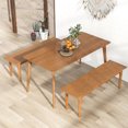 thumbnail image 4 of Gymax Solid Wood Dining Bench Entryway Bench w/ Rubber Wood Legs for Bedroom Oak, 4 of 9