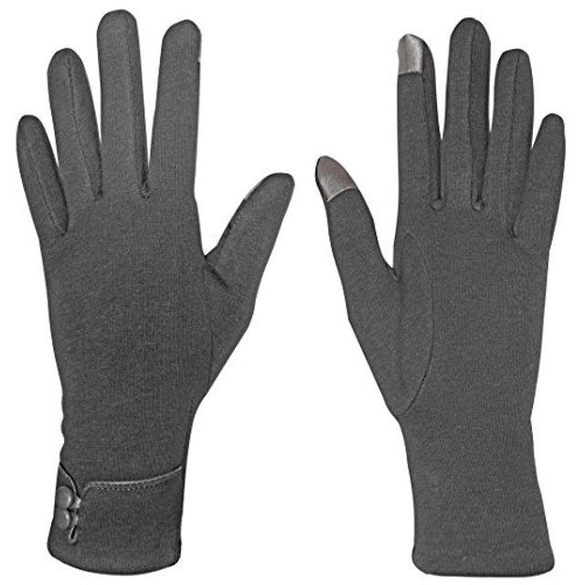 Peach Couture Womens Touch Screen Fleece Lined Button Winter Gloves Warm Wear Button Dark Grey