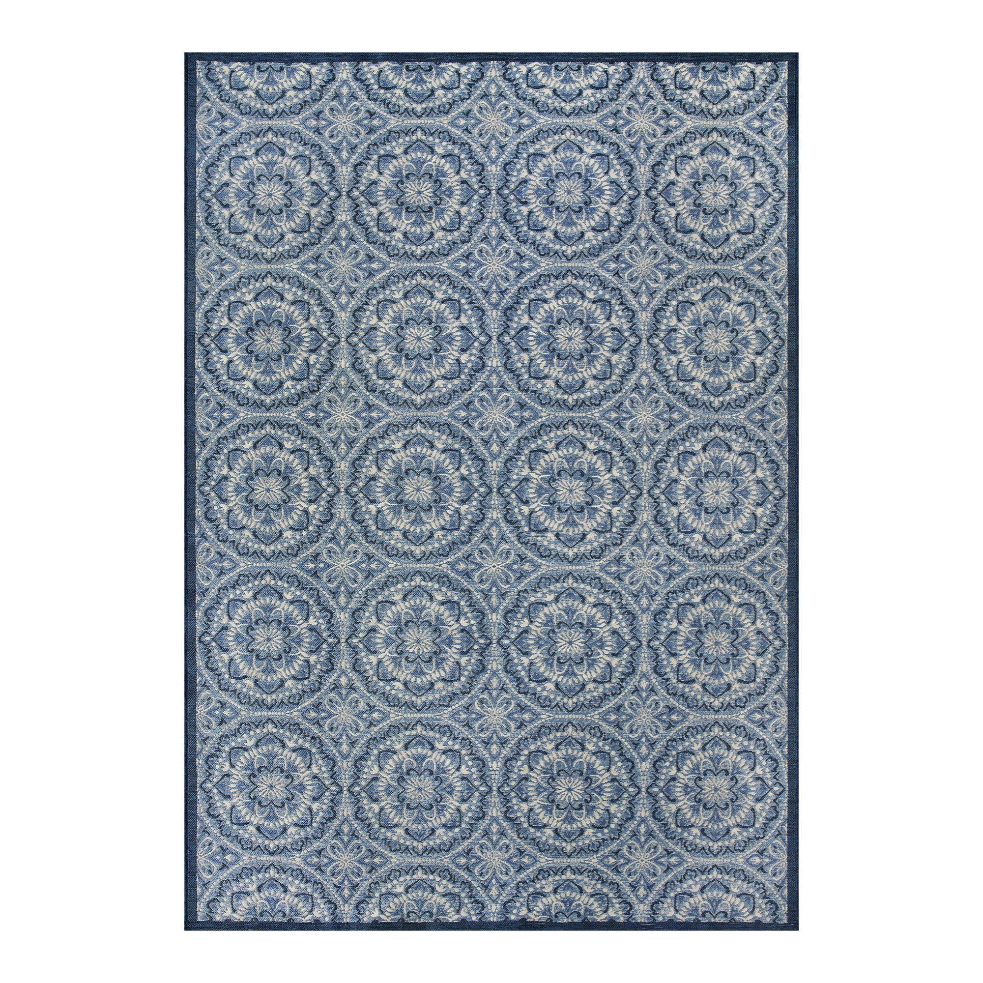 Tapis extérieur à médaillons Monarque bleu 213 cm x 305 cm Better Homes & Gardens