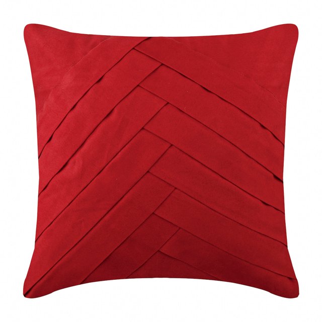 Housses de Coussin, Housse de Coussins 22x22 Pouces (55x55 cm), Housses de Coussin Rouges, Housse de Coussin Unie Texturée à Plis Pincés, Housses de Coussin Carrées en Faux Suède, Uni - Rouge Sans Limites Sans Lignes