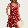 thumbnail image 1 of Ovzne Robes Grande Taille pour Femmes aux Formes Robe Femme Robe Imprimée à Col Rond Décontractée Jupe Courte Robe avec Poches Robe Maxi Grande Taille Imprimée Liquidation, 1 of 6