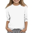 thumbnail image 1 of Plebaso Garçons Filles T-Shirts à Manches 3/4 Col Rond Blouse T-Shirt Basique Hauts Décontractés Unis T-Shirts Légers, 1 of 5