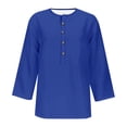 thumbnail image 4 of FAIWAD Womens 3/4 Sleeve Tops Casual Loose V Neck Button Down Tunic Tops Spring Summer Basic Blouse, 4 of 4