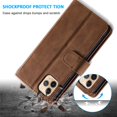 thumbnail image 3 of WillCase Leather Wallet Magnetic Case Shockproof Leather Zipper Flip Cover Credit Card Holder with 9 Card Slots for iPhone 14 Pro (Brown), 3 of 8