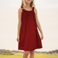 thumbnail image 2 of WEIYLL Robes pour Filles Sortie de Plage Sans Manches Débardeur Fin Couleur Unie Volants Robe Rouge Brique 7-8 Ans, 2 of 4