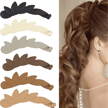 6 Pcs Pinces à Cheveux Feuilles Banane pour Femmes Cheveux Fins, Support Solide 4,3 Pouces Grand Porte-Queue de Cheval Pinces Banane Mates pour Cheveux Fins, Pince Pince Beauté Antidérapante pour Fille Dames Cli