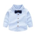 thumbnail image 4 of RXIRUCGD Ensemble de Mode pour Enfants à Rayures Chemise à Bretelles Pantalon Ensemble 2 Pcs Haut/chemise à Manches Longues à Col Rond ( Bleu Pâle, Taille : 110 ), 4 of 9