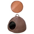 thumbnail image 2 of Imitation Rattan Cat Bed Cave Cat House Cat Tent Portable with Handle Kitten Pet Coffee with 1 Mat, 2 of 9