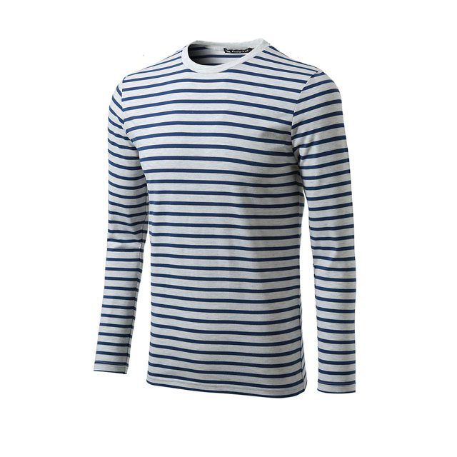INSPIRE CHIC T-Shirt pour Homme à Rayures Col Ras du Cou Manches Longues Chandail Haut 46 Gris Marine