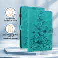 thumbnail image 4 of FJLBDE Étui pour Amazon Kindle Fire 7 (12e Gén., Version 2022), Portefeuille Folio à Rabat en Cuir PU à Motif Floral Embossé avec Support, Vert, 4 of 7