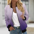 thumbnail image 2 of Swstbby Liquidation d'Économies d'Automne! Vestes d'Automne pour Femmes, Chandail à Manches Longues Ample pour Femmes avec Fermeture Éclair, Veste Décontractée en Grosse Maille Style Baseball Violet TTG, 2 of 5