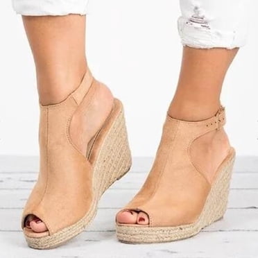 LSLJS Sandales à Plateforme Compensée pour Femmes Été à Bout Ouvert Confortables à Talons Hauts Sandales de Plage Mode Sandales à Talons pour Femmes Chaussures pour Voyage Fête à la Piscine Extérieur