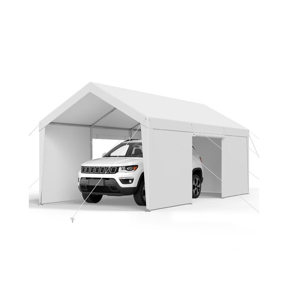 VEVOR Carport Car Canopy 10x20FT Heavy Duty Outdoor Car Shelter with Sidewalls Grey