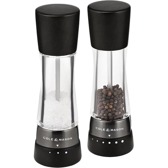 Cole & Mason Derwent Salt and Pepper Mill Gift Set – 2-Piece, Black Wood, 19 cm / 7.5"
