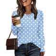 thumbnail image 2 of HAiming Chemises à Pois pour Femmes Décontractées à Col Rond Hauts à Volants Plissés Blouse Basique Chic T-Shirts de Travail, 2 of 6