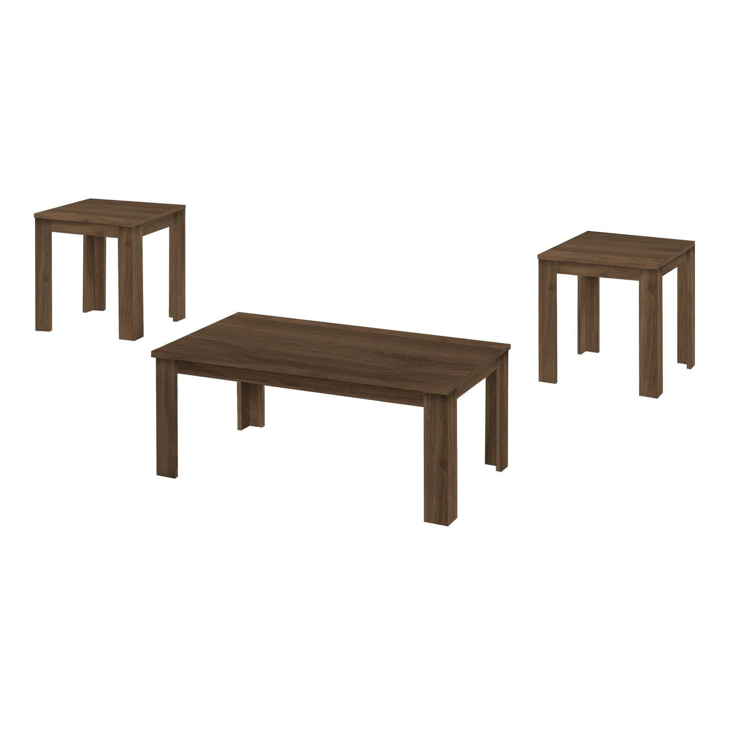 Monarch Specialties Ensemble De Table, Ensemble 3pcs, Café, Bout, Côté, Accent, Salon, Stratifié, Noyer, Transitionnel
