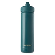 Thyme & Table 26 oz Water Bottle with Straw Lid, Teal with Flower Gold Charm