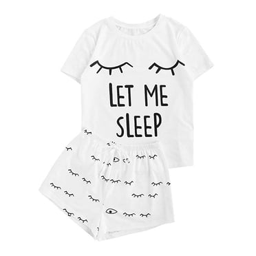 KIHOUT Womens Pajamas Casual Shorts Short Sleeve Print T-Shirt Sleepwear Nightwear Set