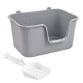 thumbnail image 1 of DOLITY Cat Litter Basin Bedpan Kitten Potty Toilet with Portable Open Gray XL, 1 of 9