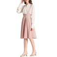 thumbnail image 4 of Unique Bargains Jupe Midi Plissée à Bretelles Rétro pour Femme à Taille Élastique avec Bretelles, 4 of 7