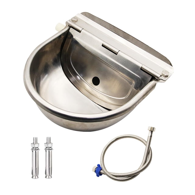 Automatic Horse Drinking Water Bowl, with Adjustable Float Valve Stainless Steel No Hole with Pipe