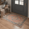 thumbnail image 4 of 5x7 Area Rugs Non Slip Backing Low Pile Lightweight Indoor, Machine Washable Rugs for Living Room Bedroom, Floral Medallion Print Pattern, Dusty Terracotta, 4 of 6