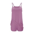 thumbnail image 1 of Yigetop Robe Athlétique avec Shorts! Combinaison-Short Décontractée Élégante Unie pour Femme à Double Poche avec Bretelles Réglables, Robe Combishort Violette m, 1 of 4