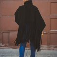 thumbnail image 4 of Woman's Long Sleeve Fashion Solid Color High Neck Lantern Sleeve Tassel Design Tops, 4 of 9