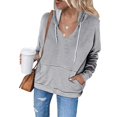thumbnail image 4 of RKSTN Womens Sweatshirt Fashion Casual Slim Zipper Hoodie Solid Color Drawstring Fit Soft Tops with Pockets, 4 of 8