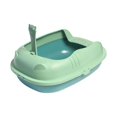thumbnail image 4 of Cat Sandbox Semi Enclosed Portable Splashproof Pet Litter Tray for Cats, Puppy , Green, 4 of 8