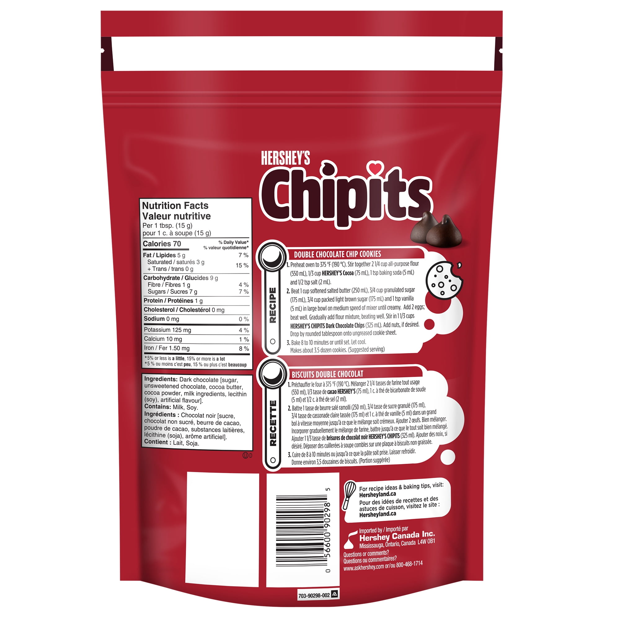 HERSHEY'S CHIPITS Dark Chocolate Chips, 775g