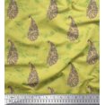 thumbnail image 1 of Toile de Coton Jaune Imprimé Feuille & Paisley par Yard 56 Pouces de Large, 1 of 3