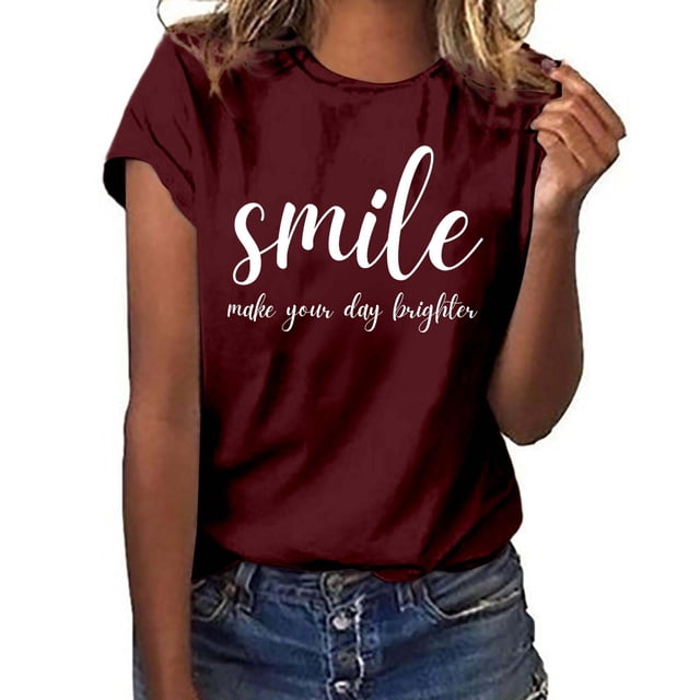 T-shirt Décontracté à la Mode à Manches Courtes pour Usage Quotidien avec Col Rond et Imprimé Graphique, Coupe Ample, Haut pour Femme pour un Confort Quotidien
