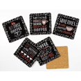 thumbnail image 2 of Inkdotpot Set of 6 Drink Coasters Easy Clean 4-inch SquareCoastersCork Base-Reusable- Coffee Quote, 2 of 8