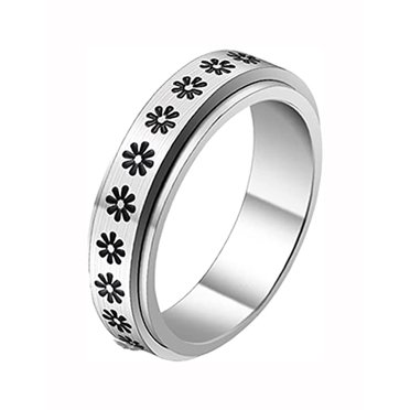 Stainless Steel Fidget Band Rings for Women Mens Cool Spinner Ring Set Sun Moon Star Celtic Ring Stress Relieving Reduce Anxiety Worry Rings(D,11#)