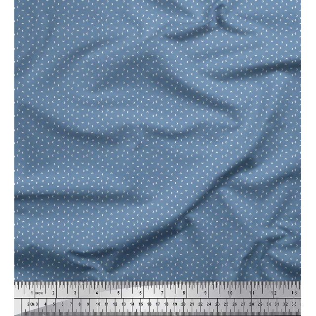 Soimoi Poly Georgette Fabric Crescent Moon Shirting Decor Fabric Printed Yard 52 Inch Wide